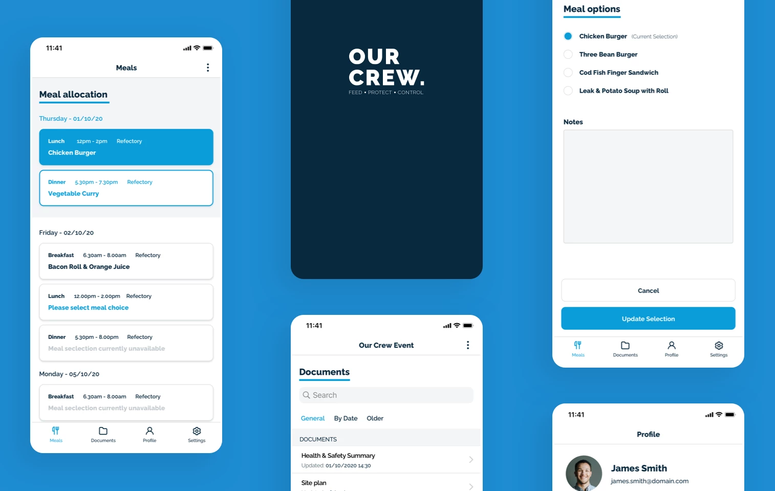 Our Crew app visuals