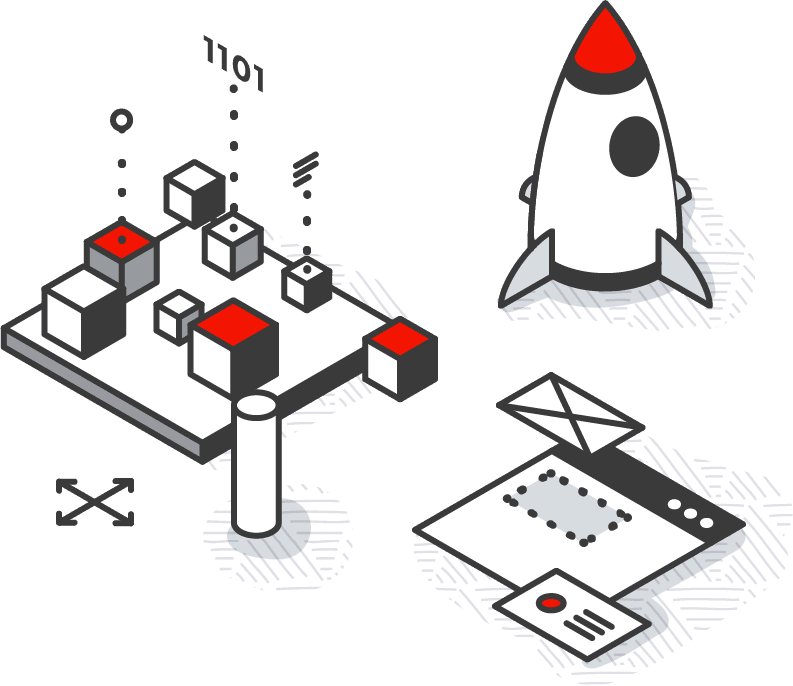 Illustration of a paper boat with a telescope