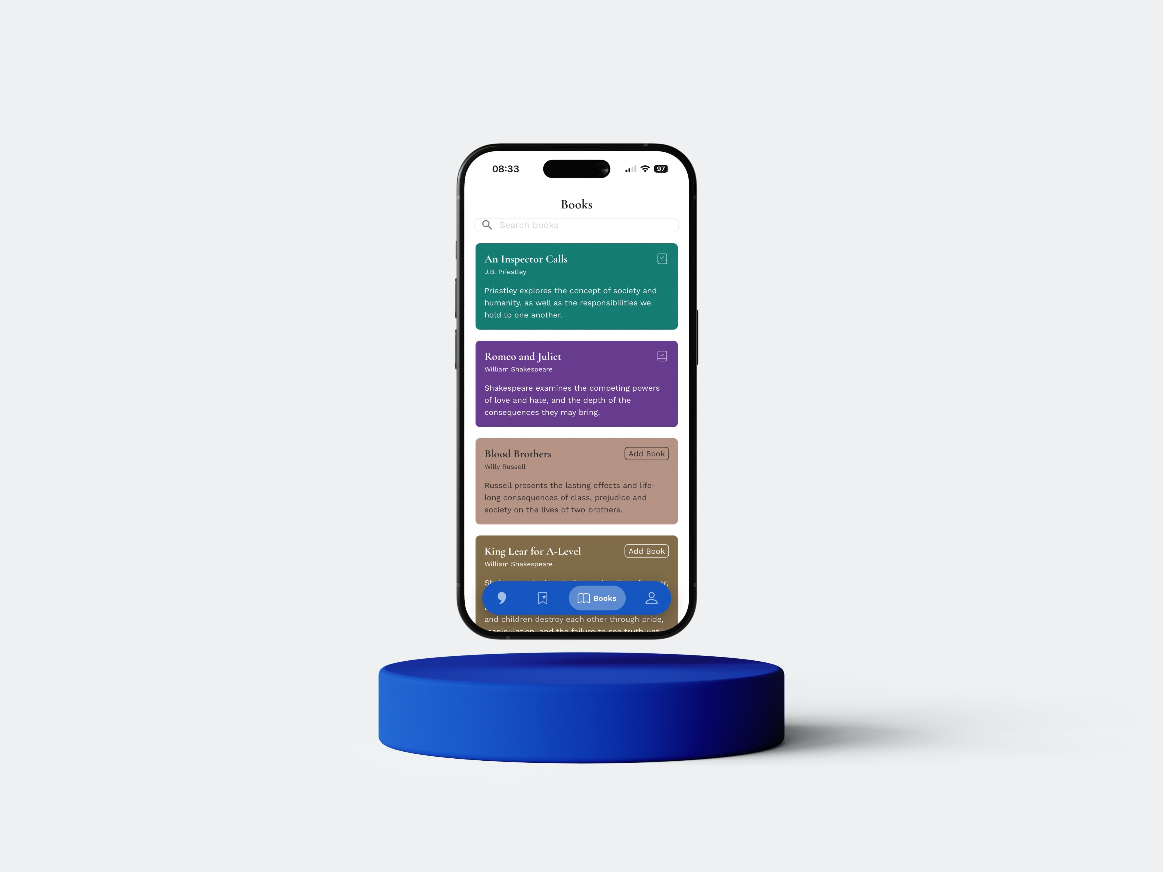 The Quotation Bank mobile app mockup