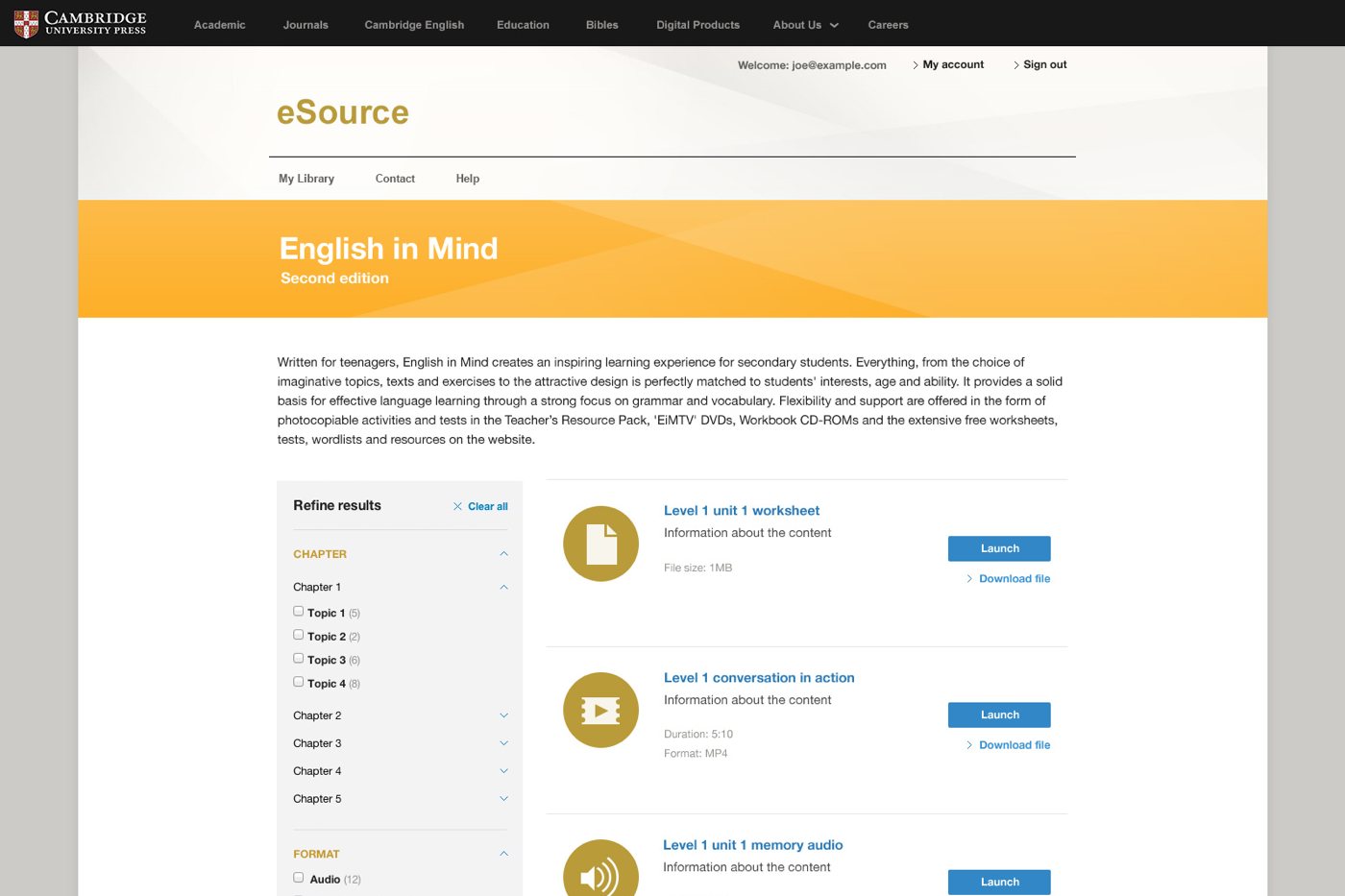 Example or screenshot of work